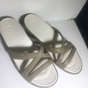 Tan croc sandals size 10